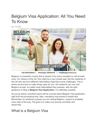Belgium Visa Application: All You Need To Know