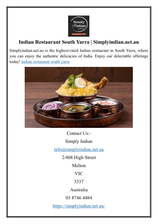 Indian Restaurant South Yarra Simplyindian.net.au