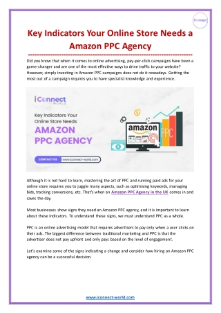 Key Indicators Your Online Store Needs a Amazon PPC Agency