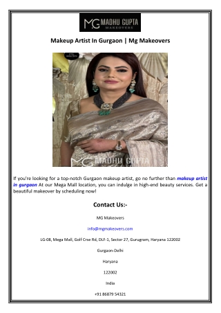 Makeup Artist In Gurgaon  Mg Makeovers