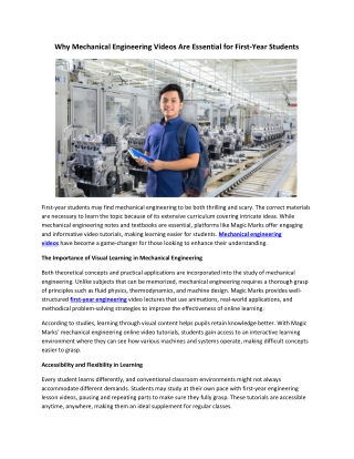 Why Mechanical Engineering Videos Are Essential for First-Year Students