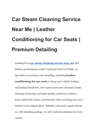 Premium Car Detailing – Car Steam Cleaning Service Near Me