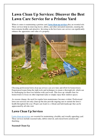 Lawn Clean Up Services Discover the Best Lawn Care Service for a Pristine Yard