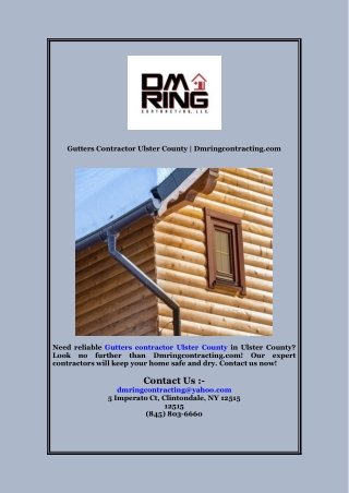Gutters Contractor Ulster County  Dmringcontracting com
