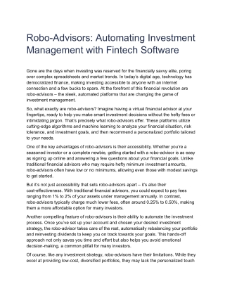 Robo-Advisors_ Automating Investment Management with Fintech Software