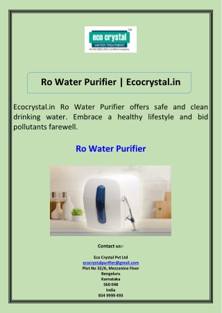Ro Water Purifier Ecocrystal.in