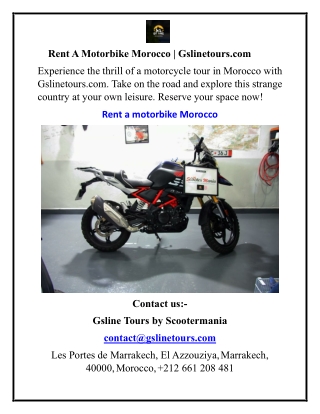Rent A Motorbike Morocco Gslinetours.com
