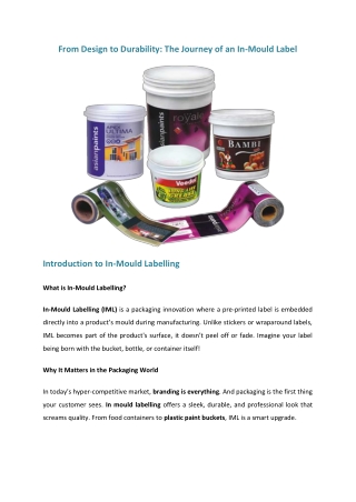 From Design to Durability The Journey of an In-Mould Label