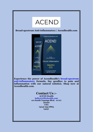 Broad-spectrum Anti-inflammatory | Acendhealth.com