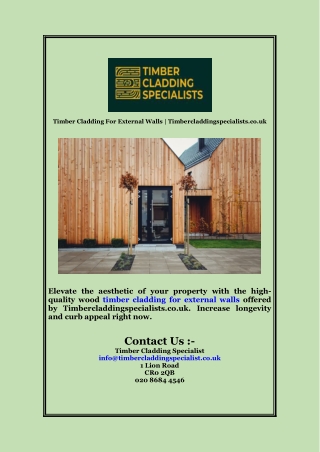 Timber Cladding For External Walls  Timbercladdingspecialists co uk