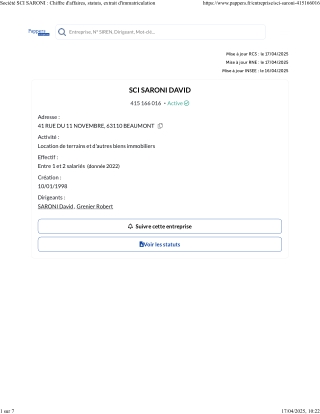 8 - Société SCI SARONI - David Saroni