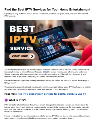 Find the Best IPTV Services for Your Home Entertainment