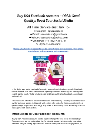 Buy USA Facebook Accounts - Old & Good Quality_ Boost Your Social Media