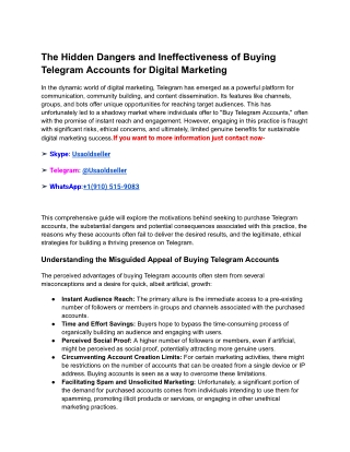 The Hidden Dangers and Ineffectiveness of Buying Telegram Accounts for Digital Marketing