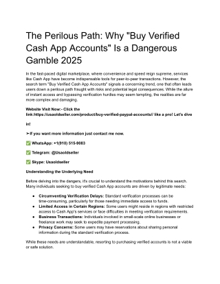 The Perilous Path_ Why _Buy Verified Cash App Accounts_ Is a Dangerous Gamble 2025