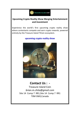 Upcoming Crypto Reality Show Merging Entertainment and Investment