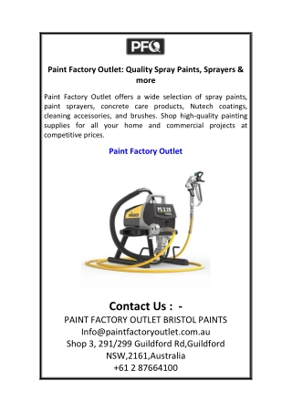 Paint Factory Outlet Quality Spray Paints Sprayers & more
