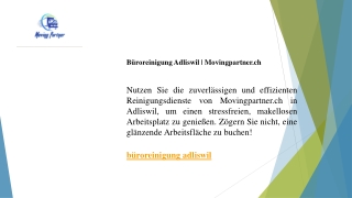 Büroreinigung Adliswil Movingpartner.ch