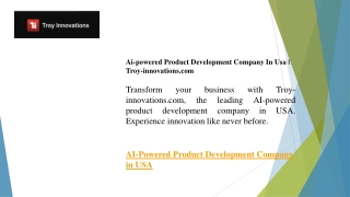 Ai-powered Product Development Company In Usa Troy-innovations.com