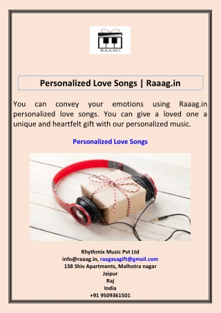 Personalized Love Songs Raaag.in