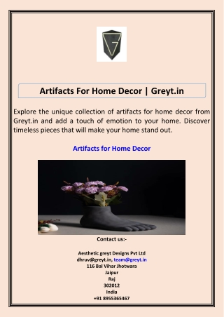 Artifacts For Home Decor  Greyt.in