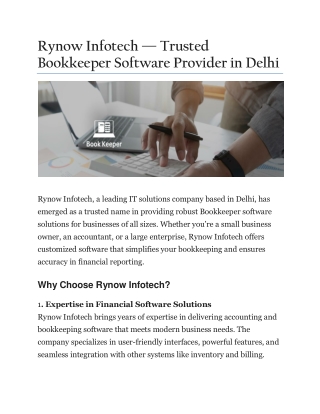 Rynow Infotech — Trusted Bookkeeper Software Provider in Delhi
