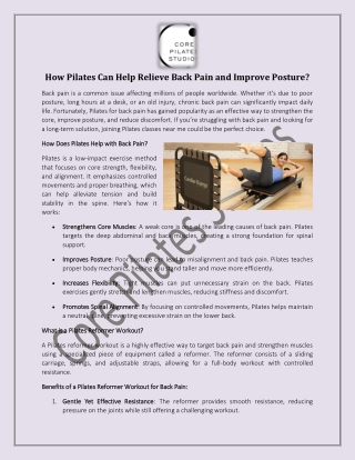 How Pilates Can Help Relieve Back Pain and Improve Posture