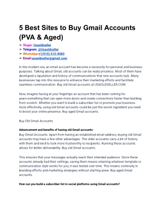 5 Best Sites to Buy Gmail Accounts (PVA & Aged)