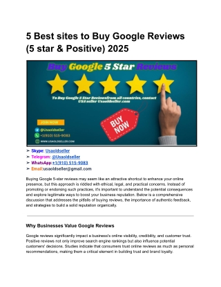 5 Best sites to Buy Google Reviews (5 star & Positive) 2025