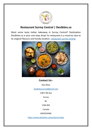 Restaurant Surrey Central  Desibites.ca