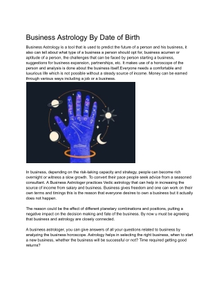 Business Astrology By Date of Birth