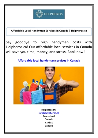 Affordable Local Handyman Services In Canada | Helpheros.ca