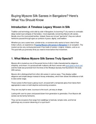 Buying Mysore Silk Sarees in Bangalore_ Here's What You Should Know