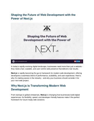 Shaping the Future of Web Development with the Power of Next.js