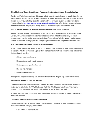 Global Delivery of Cosmetics and Beauty Products with International Courier Serv