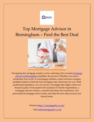 Top Mortgage Advisor in Birmingham