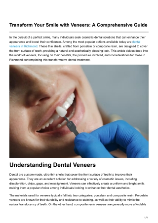 Transform Your Smile with Veneers A Comprehensive Guide