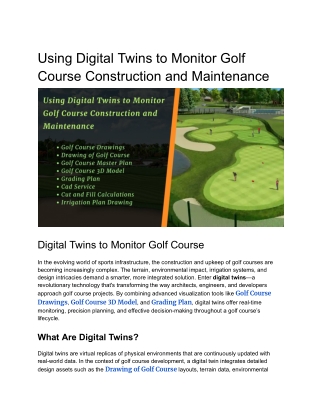 Using Digital Twins to Monitor Golf Course Construction and Maintenance__ off-site KRITI