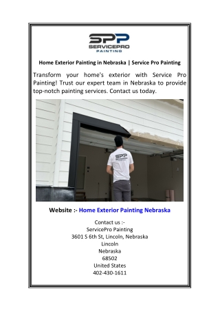 Home Exterior Painting in Nebraska  Service Pro Painting