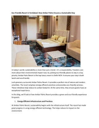 Eco-Friendly Resort In Faridabad