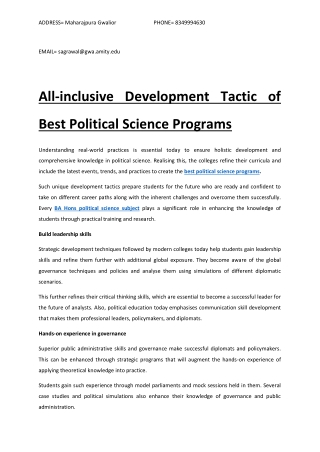 All-inclusive Development Tactic of Best Political Science Programs