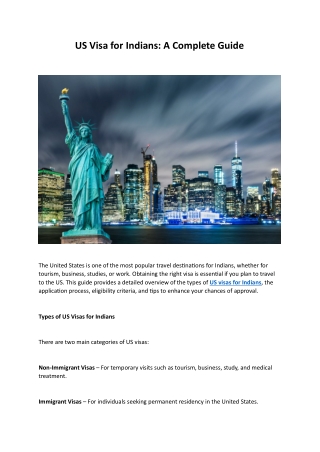 US Visa for Indians: A Complete Guide