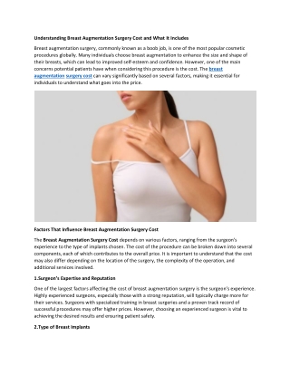 Understanding Breast Augmentation Surgery Cost and What It Includes