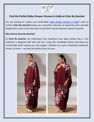 Find the Perfect Baby Shower Dresses in India at Onto By Aanchal