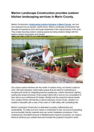 Marion Landscape Construction provides outdoor kitchen landscaping services in Marin County