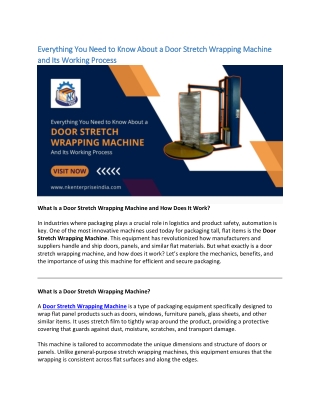 Everything You Need to Know About a Door Stretch Wrapping Machine and Its Working Process