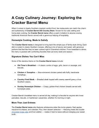 A Cozy Culinary Journey_ Exploring the Cracker Barrel Menu