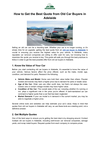 Best Quote from Old Car Buyers in Adelaide