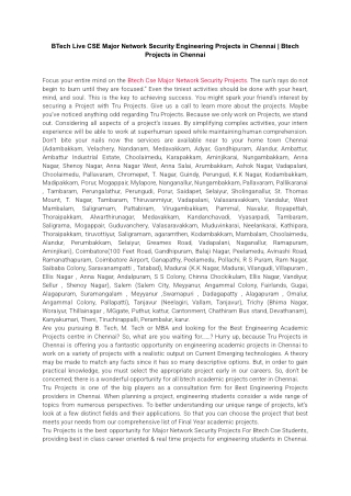 BTech Live CSE Major Network Security Engineering Projects in Chennai _ Btech Projects in Chennai