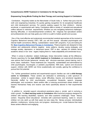 Comprehensive ADHD Treatment in Coimbatore for All Age Groups